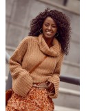 Turtleneck sweater with extended cappuccino sleeves 321110 - Online store - Boutique